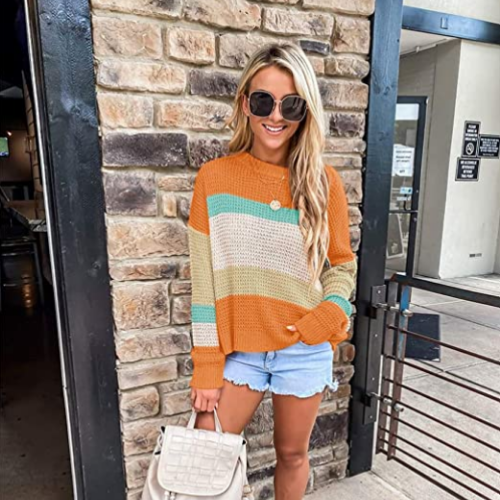 Amazon Cyber Monday! Women’s Casual Striped Color Block Knit Sweater from $14.39 (Reg. $33.99)