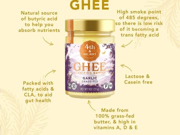 4th & Heart California Garlic Grass-Fed Ghee Butter, 9 Ounce as low as $6.89 Shipped Free (Reg. $11.49) – Lactose-Free, Certified Paleo & Whole 30 Approved