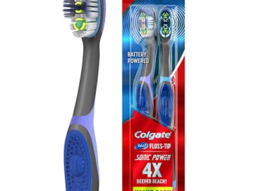 2-Count Colgate 360 Sonic Battery Power Electric Toothbrush as low as $7.62 Shipped Free (Reg. $10.99) | with Floss-Tip Bristles and Tongue and Cheek Cleaner | Just $3.81 each!