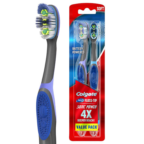 2-Count Colgate 360 Sonic Battery Power Electric Toothbrush as low as $7.62 Shipped Free (Reg. $10.99) | with Floss-Tip Bristles and Tongue and Cheek Cleaner | Just $3.81 each!