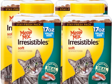 4 Pack Meow Mix Irresistibles Cat Treats, 17 oz. as low as $30.32 Shipped Free (Reg. $55.99) | $7.58/Container!