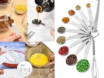 Stainless Steel Measuring Spoons, Leveler and Whisk Set $5.99 (Reg. $7.99) – FAB Ratings!