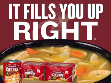 8-Count Campbell’s Chunky Classic Chicken Noodle Soup With White Meat Chicken as low as $17.17 Shipped Free (Reg. $22.52) | $2.15 each can!