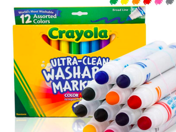 Crayola Ultra Clean Washable Markers, Broad Line, 12 Count