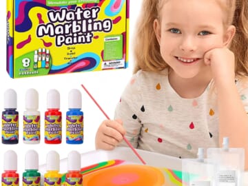 Water Marbling Paint Art Kit for Kids $15 After Code (Reg. $30) + Free Shipping – Includes 8 Pigment Bottles, Brush, and More