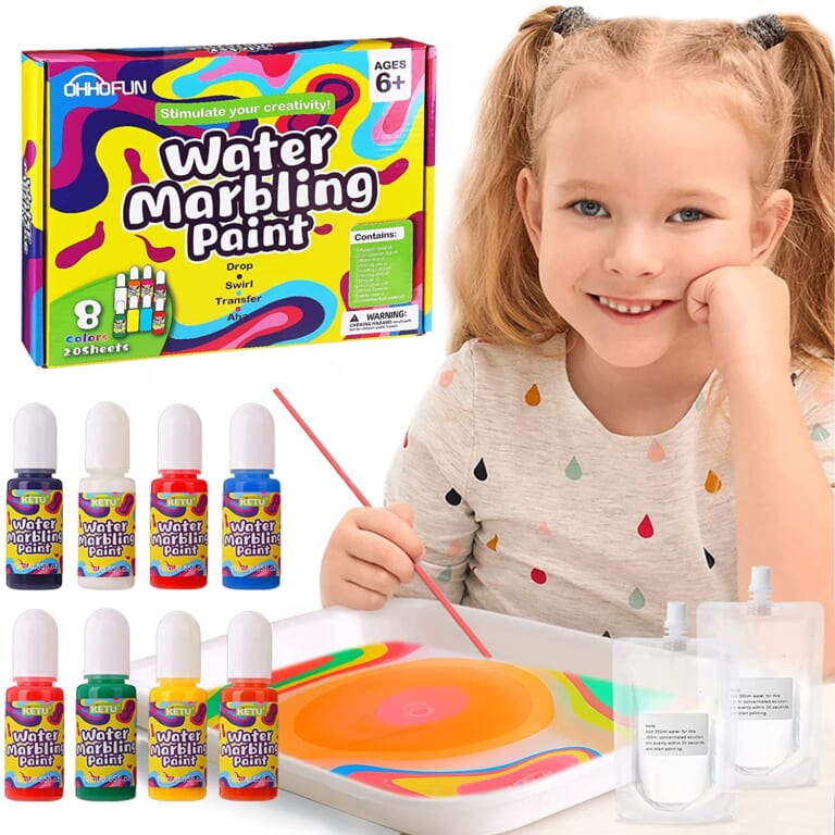 Water Marbling Paint Art Kit for Kids $15 After Code (Reg. $30) + Free Shipping – Includes 8 Pigment Bottles, Brush, and More