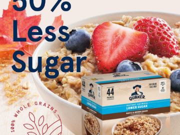 44-Pack Quaker Instant Oatmeal Lower Maple & Brown Sugar as low as $9.99 Shipped Free (Reg. $28.72) | 23¢ each!