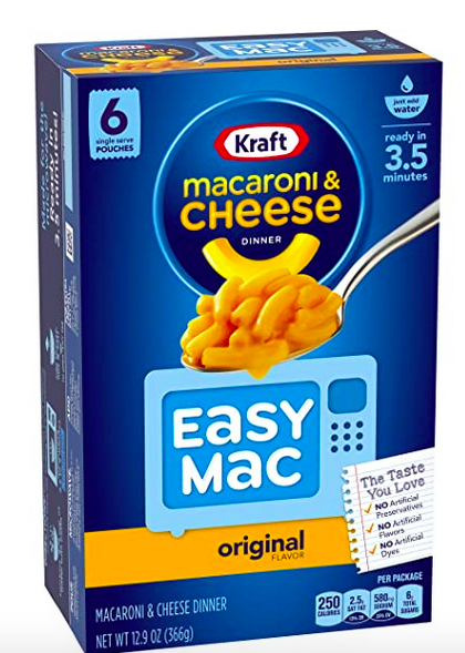 Kraft Easy Mac Original Macaroni & Cheese Microwavable Dinner (6 ct Packets)