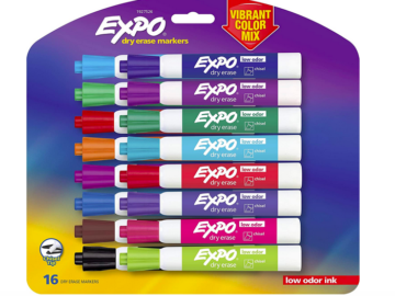 EXPO 1927526 Low-Odor Dry Erase Markers, Chisel Tip, Vibrant Colors, 16-Count