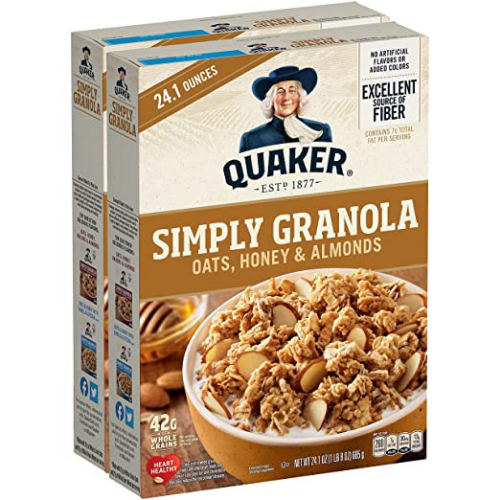 2 Pack Quaker Simply Granola Honey & Almond, 24 oz. Boxes as low as $7.69 Shipped Free (Reg. $11) | $3.85/Box