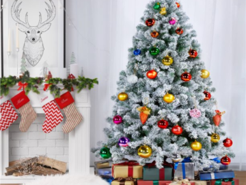 6ft Snow Hinged Flocked Christmas Tree $49.99 Shipped Free (Reg. $74.98)