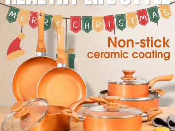 10-Piece Ceramic Cookware Set $62.30 Shipped Free (Reg. $77.88) | $6.23 each! – FAB Ratings!