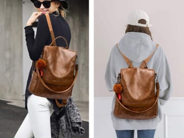 Today Only! Women’s PU Leather Anti-Theft Backpack $17.56 (Reg. $35) – 15K+ FAB Ratings! Can be worn 3 ways