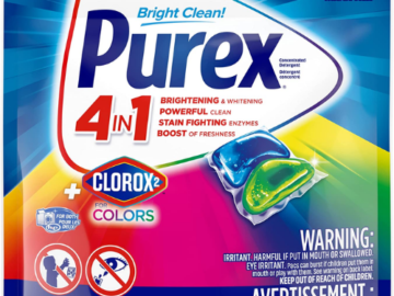 Purex 45-Count 4-in-1 Laundry Detergent Pacs with Clorox as low as $11.02 Shipped Free (Reg. $25) | $0.24/pac