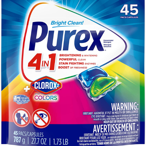 Purex 45-Count 4-in-1 Laundry Detergent Pacs with Clorox as low as $11.02 Shipped Free (Reg. $25) | $0.24/pac