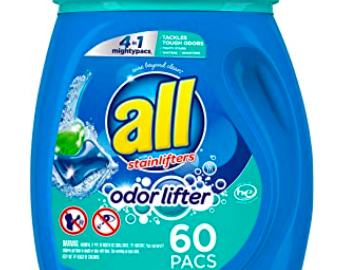 all Mighty Pacs Laundry Detergent 4-In-1 with Odor Lifter, Tub, 60 Count