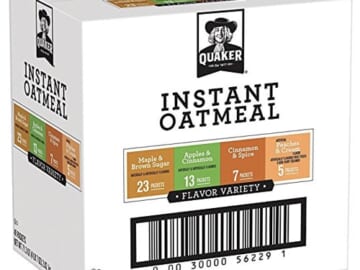 48 Packets Quaker Instant Oatmeal, 4-Flavor Variety Pack as low as $7.15 Shipped Free (Reg. $12) – $0.15/Packet