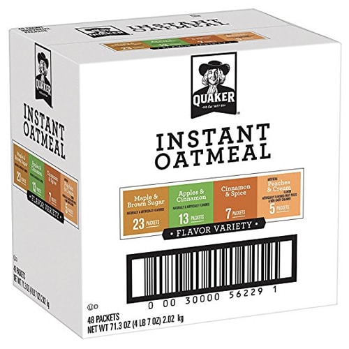 48 Packets Quaker Instant Oatmeal, 4-Flavor Variety Pack as low as $7.15 Shipped Free (Reg. $12) – $0.15/Packet