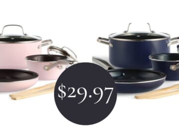 Blue Diamond Ceramic 7 Piece Cookware Set for $29.97