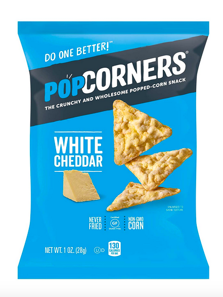 Popcorners Snack Pack Gluten Free Chips, White Cheddar, 1oz (20 Pack)