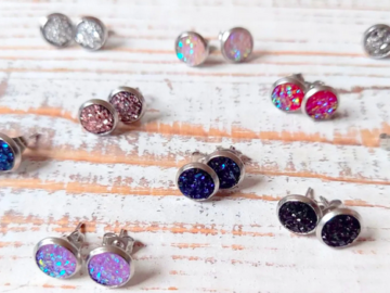 Round Mini Druzy Earrings