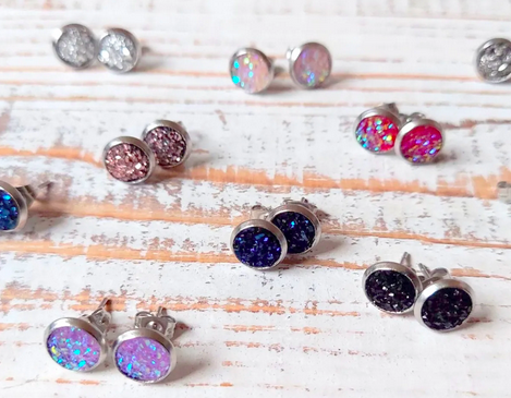 Round Mini Druzy Earrings