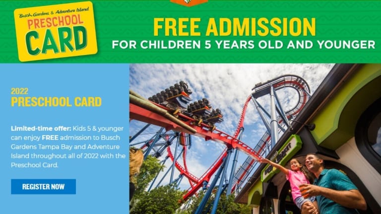 Free Preschool Entry To Busch Gardens & SeaWorld