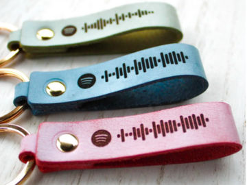 Custom Spotify Playlist Leather Keychains