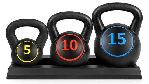 3-Piece Kettlebell Exercise Fitness Weights Set with Base Rack only $39.99 shipped (Reg. $84!)