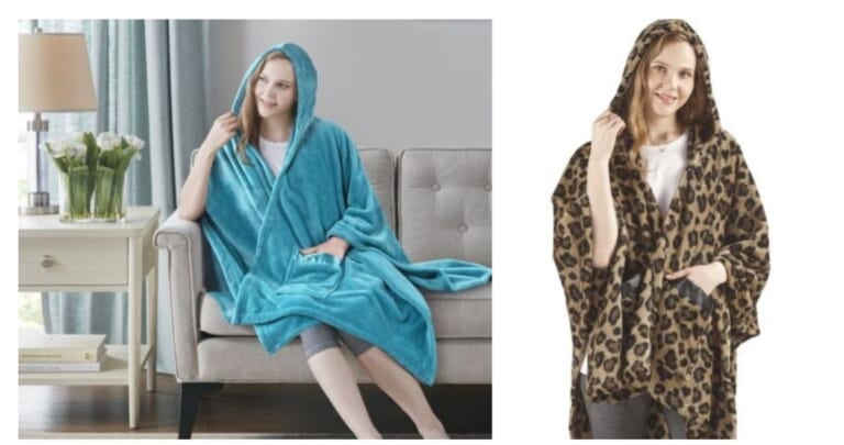 Plush Hooded Throw with Pockets for $8.88