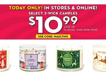 Bath & Body Works | $10.99 3-Wick Candles