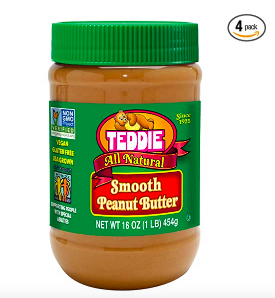 Teddie All Natural Peanut Butter, 16-Ounce Jar (Pack of 4) only $12.43 shipped!