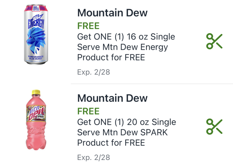 Publix Digital Coupon | 2 FREE Mountain Dew Drinks