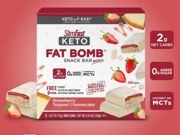 SlimFast 12-Count Strawberry Cheesecake Snack Bars as low as $9.48 Shipped Free (Reg. $12) | $0.79/bar – Keto Fat Bombs!