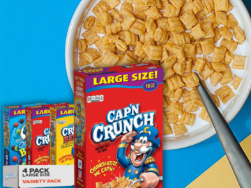 4-Pack Quaker Cap’n Crunch Cereal 3 Flavor Variety Pack $11.89 (Reg. $16.99) | $2.97 each! – Large Size Boxes!