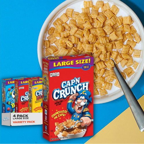 4-Pack Quaker Cap’n Crunch Cereal 3 Flavor Variety Pack $11.89 (Reg. $16.99) | $2.97 each! – Large Size Boxes!