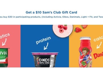 Sam’s Club | Get $10 For Every $30+ Spent On Danone Products