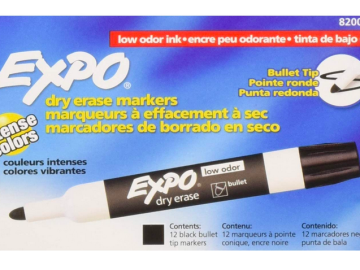 EXPO Low-Odor Bullet Black Dry Erase Markers, 12 pack only $5.04 shipped!