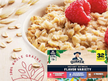 32-Packet Quaker Instant Oatmeal Kids Variety Pack $16 (Reg. $20) – $0.50 each