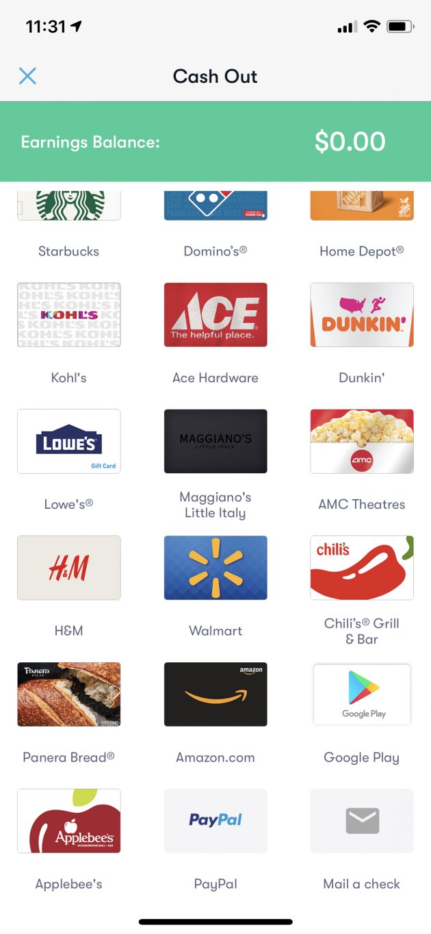 gift card options for cash out