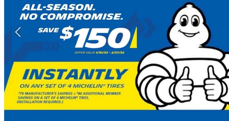 $150 Off Set of 4 Michelin Tires