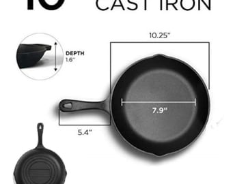 10-inch Commercial Chef Pre-Seasoned Cast Iron Skillet $12 (Reg. $26.47) – FAB Ratings!