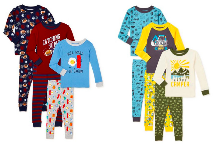 Wonder Nation Baby and Toddler Boy Long Sleeve Snug Fit Cotton Pajamas Set