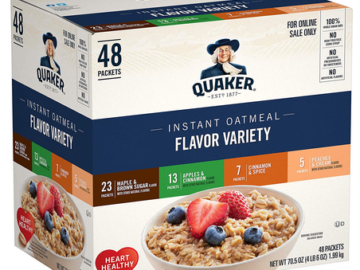 Quaker Instant Oatmeal, 4 Flavor Variety Pack (48 count) only $8.33 shipped!