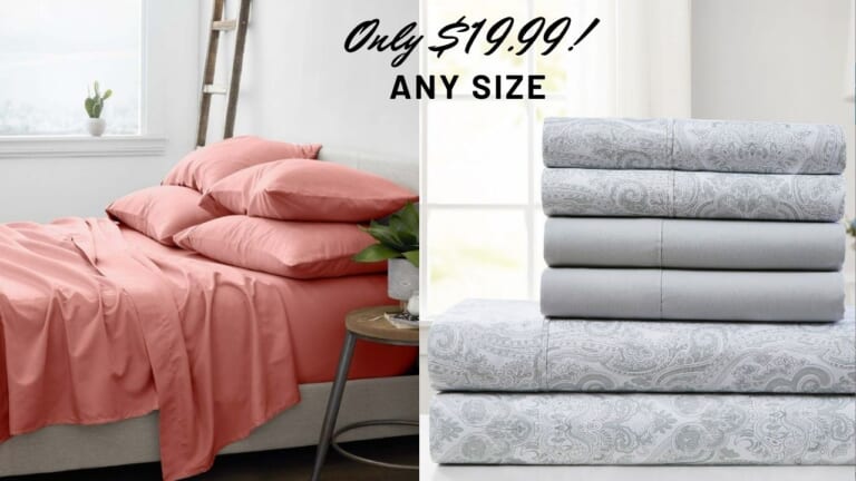 Any Size 6-Piece Sheet Set For Only $17.99!