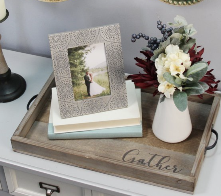 Stratton Home Decor “Gather” Distressed Wood Tray for just $24.99! (Reg. $45)