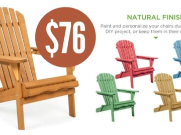 Folding Wood Adirondack Chair for $76