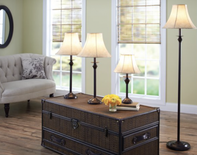 Better Homes & Gardens Traditional 4-Piece Table & Floor Bronze Lamp Set for just $49.97 shipped!