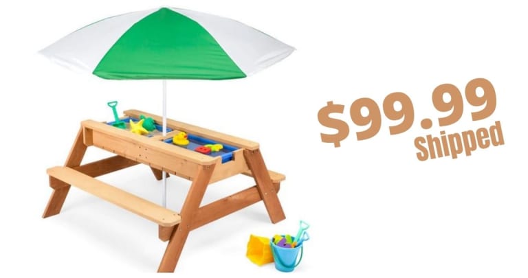 3-in-1 Sand & Water Picnic Table with Umbrella for $99.99 Shipped