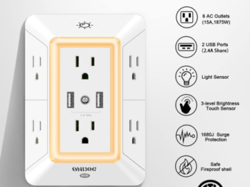 Conveniently Connect All of Your Equipment with this FAB Surge Protector + Outlet Expander, Just $13.64 After Code!